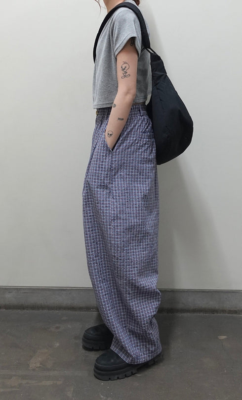 チェックボリュームラフパンツ